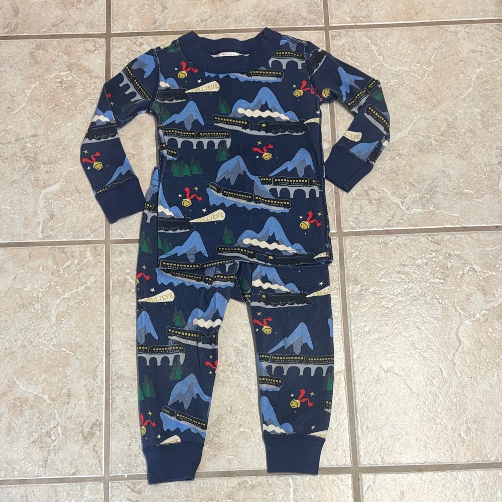 Hanna Anderson the polar express Train Pajama Set - Blue